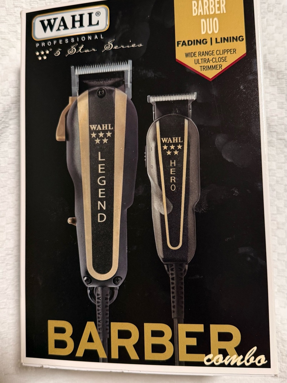 Wahl Black and Gold Legend & Hero Barber Duo Clippers